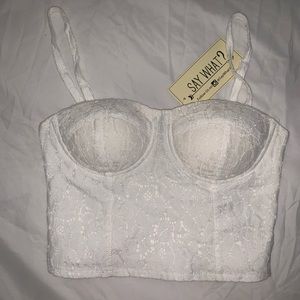 White Lace Bustier Top